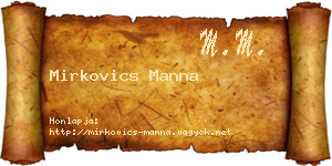 Mirkovics Manna névjegykártya